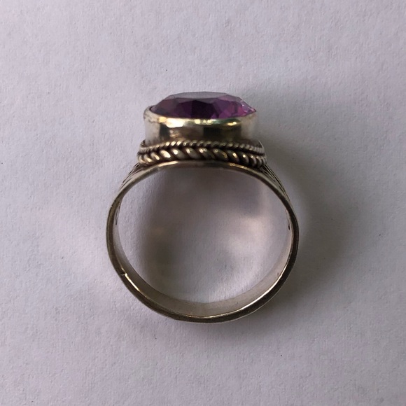 Purple Amethyst gemstone silver ring - vintage handcrafted - Picture 5 of 5